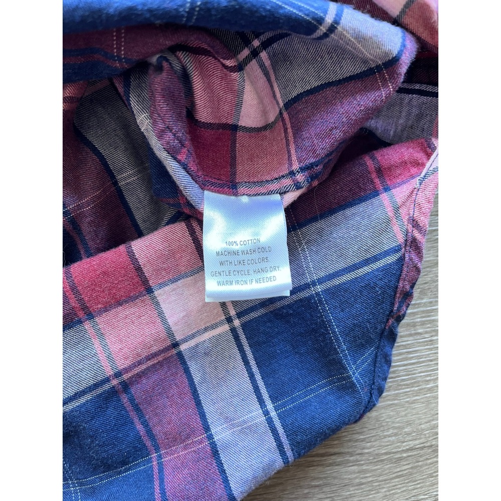 UNTUCKit Western Casual Pink & Blue Plaid Cotton Button Up Shirt Blouse Sz 18 - Picture 5 of 9